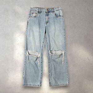 Cotton On Low Rise Baggy Jeans Women's 4 Light Wash Distressed Y2K Streetwear